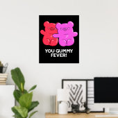 Gummy Fever Funny Snoep Pun Dark BG Poster (Thuiskantoor)
