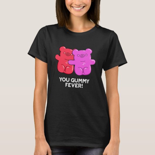 Gummy Fever Funny Snoep Pun Dark BG T-shirt (Voorkant)