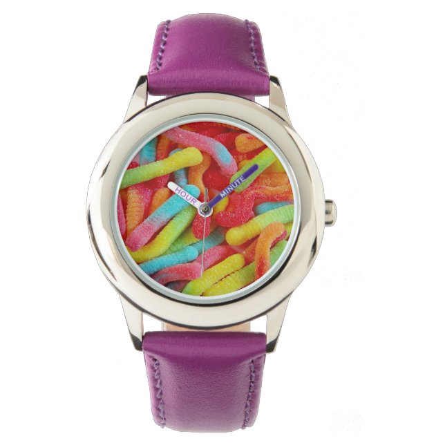 Gummy worm snoep print horloge (Voorkant)