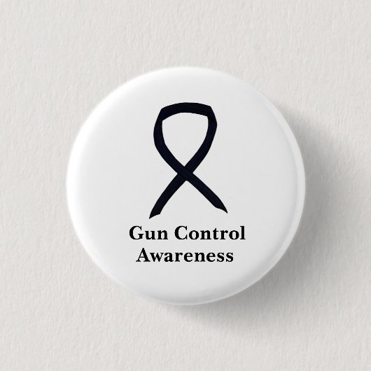 Gun Control Awareness Black Ribbon Button Pin (Voorkant)