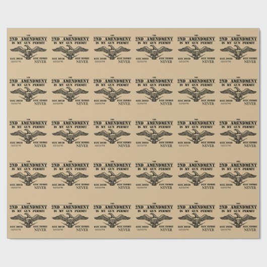 GUN PERMITEIT 2ND AMENDMENT WRAPPING PAPER CADEAUPAPIER (Vlak)