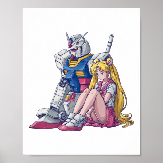 Gundam And Moon A Mecha Magical Crossover  Poster (Voorkant)