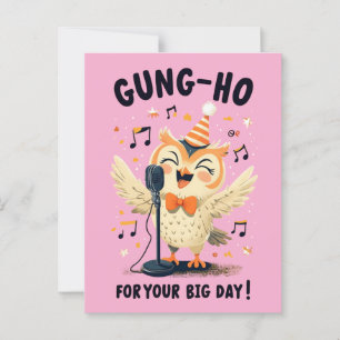 Gung-Ho Uil Verjaardagsviering Zingend Ontwerp Briefkaart