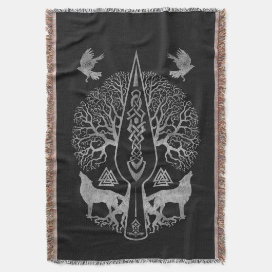 Gungnir - Spear of Odin and Tree of life Deken (Voorkant Verticaal)