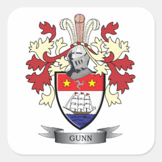 Gunn Family Crest Coat of Arms Vierkante Sticker