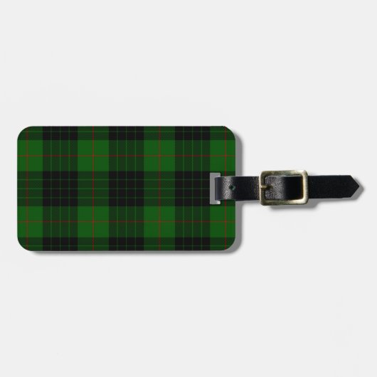 Gunn tartan green black plaid bagagelabel (Voorkant horizontaal)