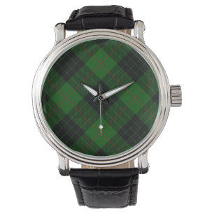 Gunn tartan green black plaid horloge