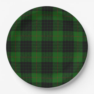 Gunn tartan green black plaid papieren bordje