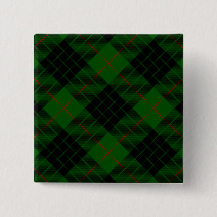 Gunn tartan green black plaid vierkante button 5,1 cm
