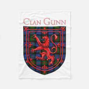 Gunn Tartan Scottish Pset Lion Rampant Fleece Deken