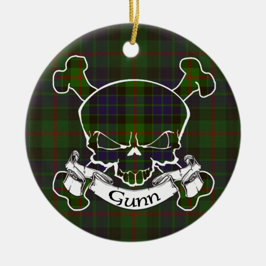 Gunn Tartan Skull Keramisch Ornament (Voorkant)