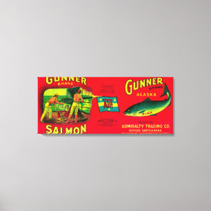 Gunner Salmon Can LabelGambier Bay, AK Canvas Afdruk