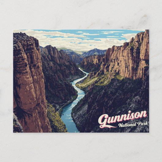 Gunnison Black Canyon River Art Briefkaart (Voorkant)