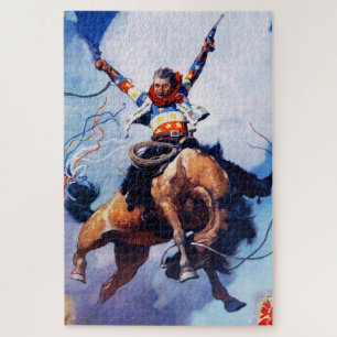 “Guns Ablazing” Westerse kunst van NC Wyeth Legpuzzel