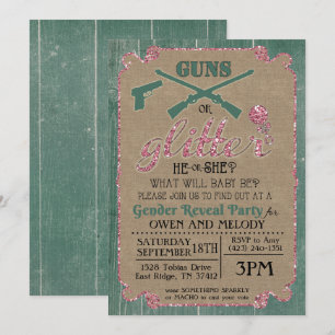 Guns of Glitter Geslacht Reveal Uitnodiging