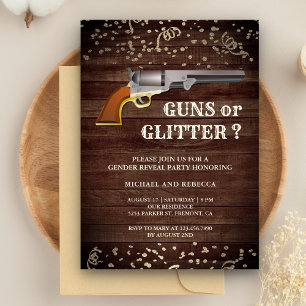 Guns of Glitter Geslachtsonthulling Feest Kaart