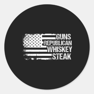 Guns Republikeinse Whiskey Biefstuk VS Ronde Sticker