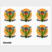 Gunslinger Cactus Design - Stickers Carré, Glossy (Feuille)