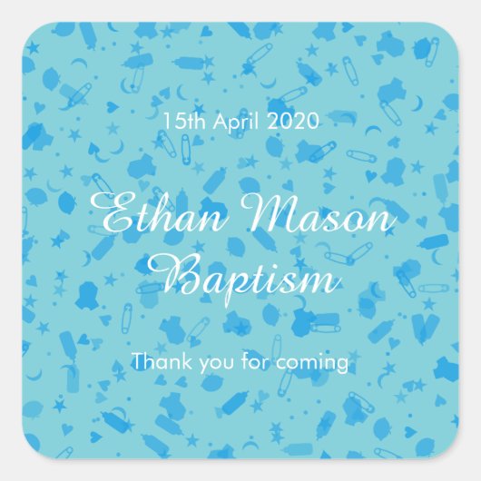 Gunst van het Doopsel van het Doopsel van de Vierkante Sticker (Voorkant)
