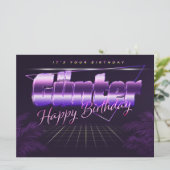 Günter prénom carte rétro violet anniversaire (Debout devant)