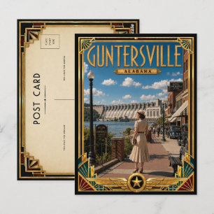 Guntersville Alabama Vintage Art Deco Gouden Tijdp Briefkaart