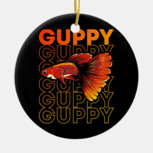 Guppy Fish 80's Style Tropical Fish Keeper Keramisch Ornament