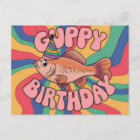 Guppy met verjaardagshoed psychedelische kleuren