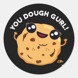 Gurl Funny Baking Pun Dark BG Ronde Sticker