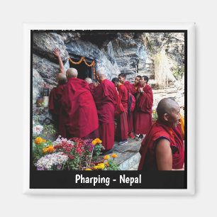 Guru Rinpoche, Pharping Cave, Monks - Nepal Magneet