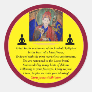 Guru Rinpoche & Seven Line Prayer/Padmasambhava Ronde Sticker