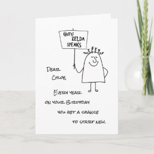 Guru Zelda spreekt Happy New Birthday Year Groet Feestdagen Kaart