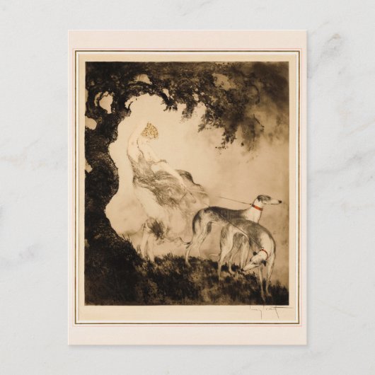 Gust Of Wind beroemd gemaakt door Louis Icart Briefkaart (Voorkant)