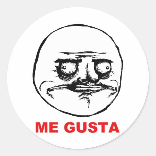 Gusta Rage Face Meme Ronde Sticker (Voorkant)