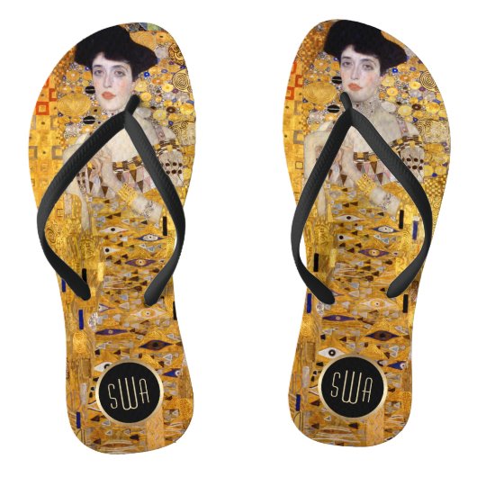 Gustav Klimt Adele Portret in goud met monogram Teenslippers (Voetbed)