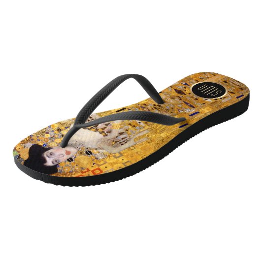 Gustav Klimt Adele Portret in goud met monogram Teenslippers (Schuin)