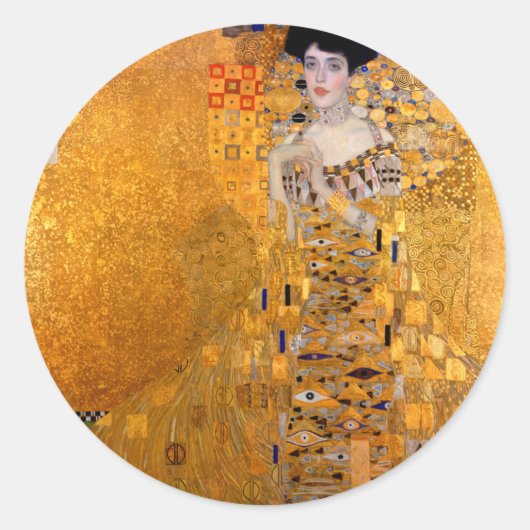 Gustav Klimt "Adele" Vintage Ronde Sticker (Voorkant)