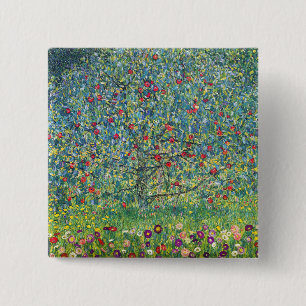 Gustav Klimt - Appelboom Vierkante Button 5,1 Cm