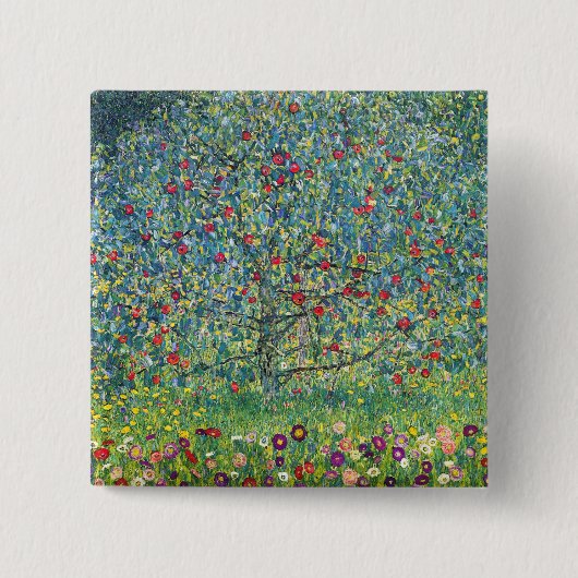 Gustav Klimt - Appelboom Vierkante Button 5,1 Cm (Voorkant)