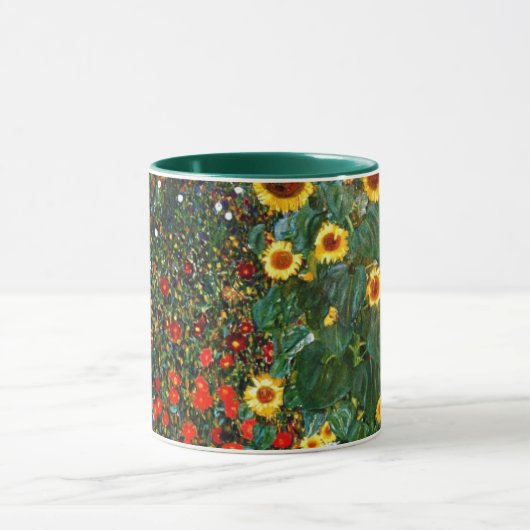 Gustav Klimt art - Boerderij tuin met zonnebloemen Mok (Midden)