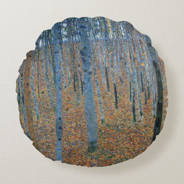 Gustav Klimt Beech Tree Grove Rond Kussen (Voorkant)