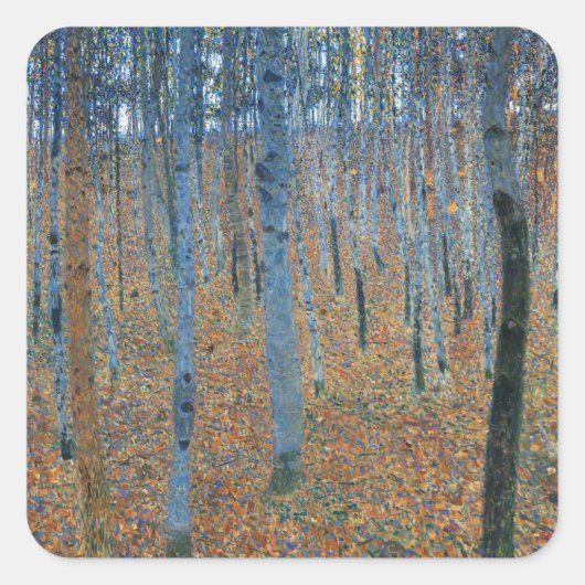 Gustav Klimt Beech Tree Grove Vierkante Sticker (Voorkant)
