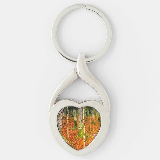 Gustav Klimt Birch Trees Sleutelhanger (Voorkant)