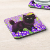 Gustav Klimt Black Kitten Bier Onderzetter (Linkerzijde)