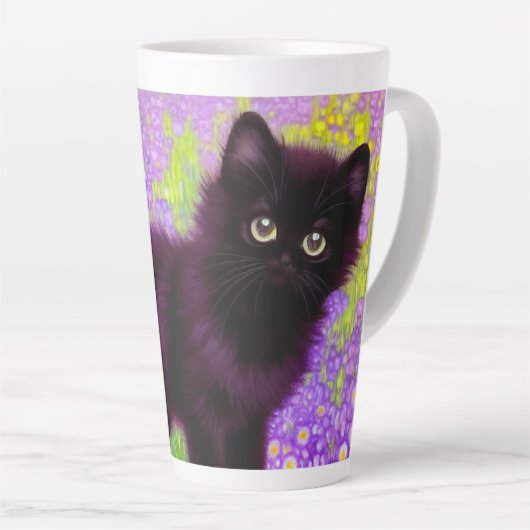 Gustav Klimt Black Kitten Latte Mok (Rechterhoek)