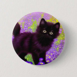 Gustav Klimt Black Kitten Ronde Button 5,7 Cm