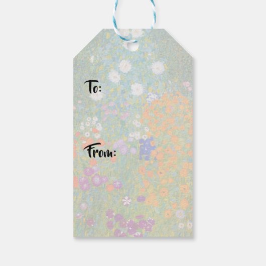 Gustav Klimt - Bloementuin Cadeaulabel (Achterkant)