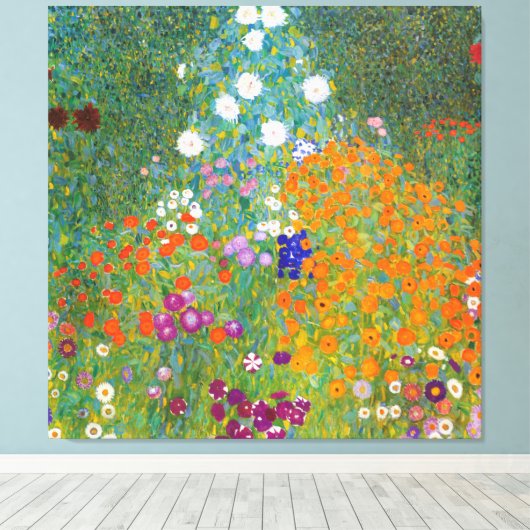 Gustav Klimt: Bloemtuin Canvas Afdruk (Insitu (Houten vloer))