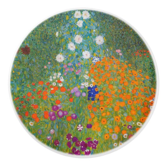 Gustav Klimt - Bloemtuin Keramische Knop (Voorkant)