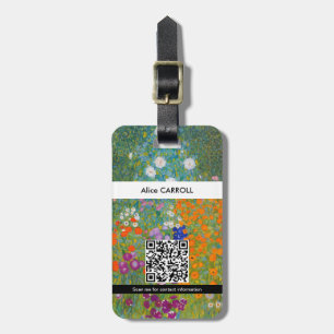 Gustav Klimt - Bloemtuin - QR-code Bagagelabel