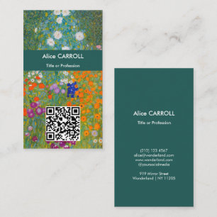 Gustav Klimt - Bloemtuin - QR-code Visitekaartje